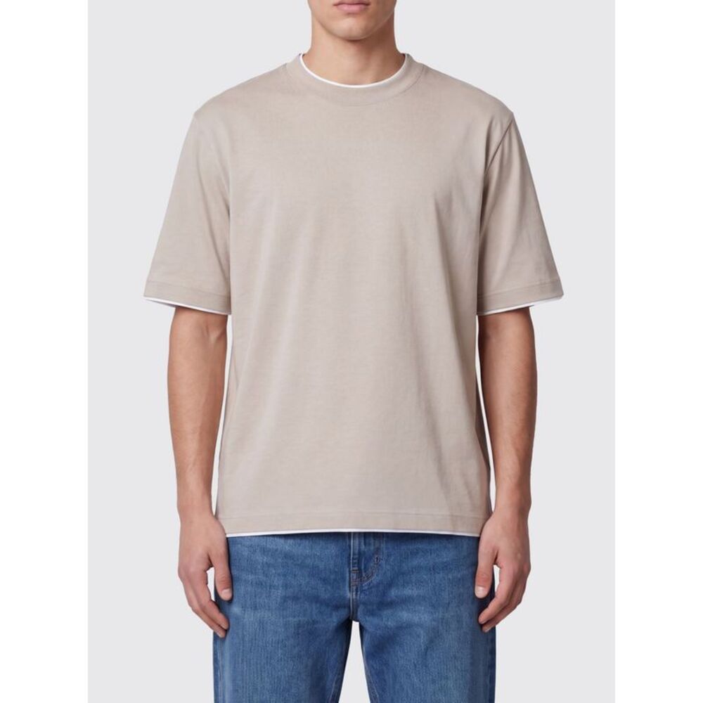 Eleventy Men Eleventy Cotton Crew-Neck T-Shirt With Contrast Trims